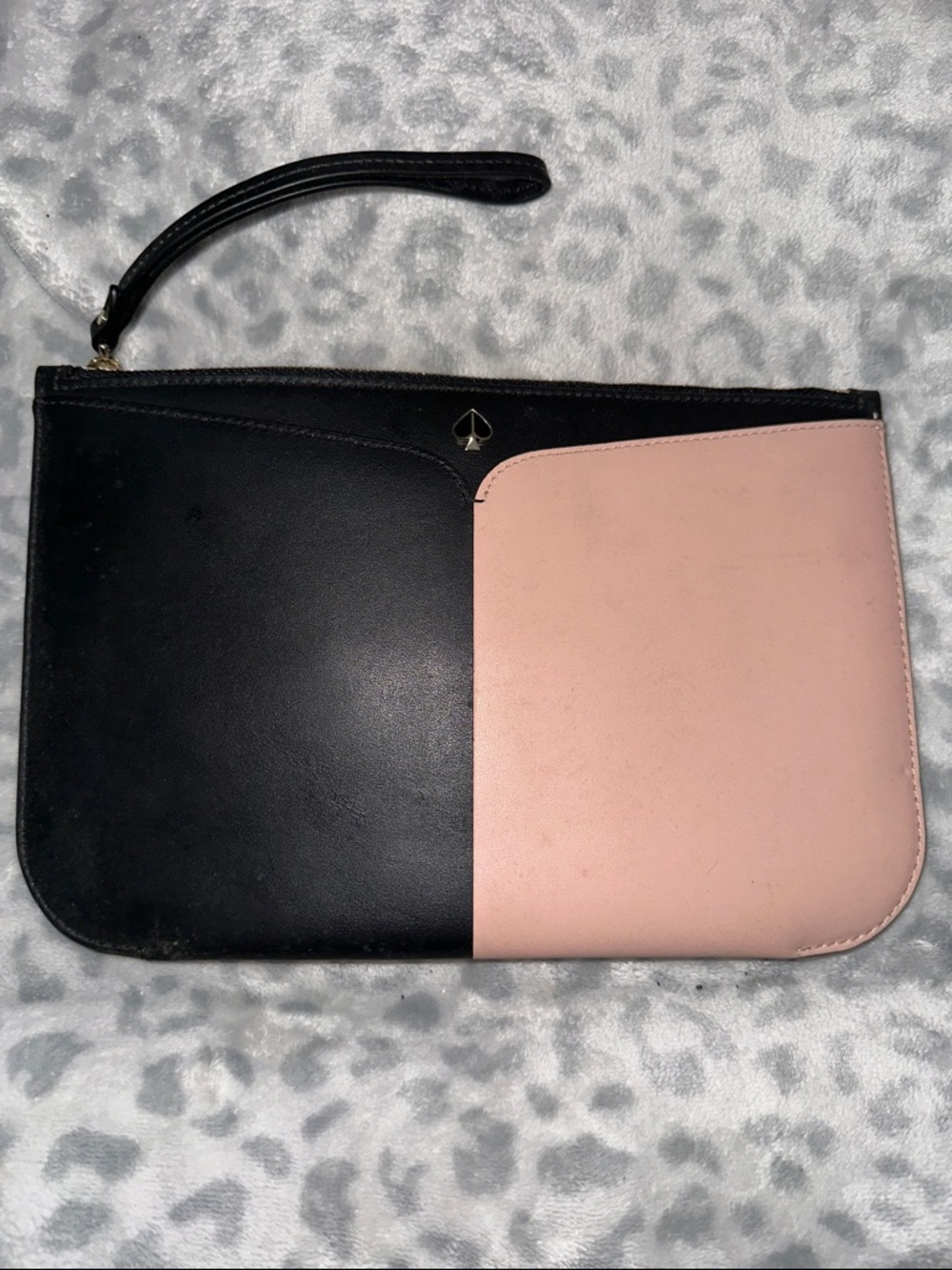 kate spade Black and Blush Pink Two-Tone Wristlet Clutch